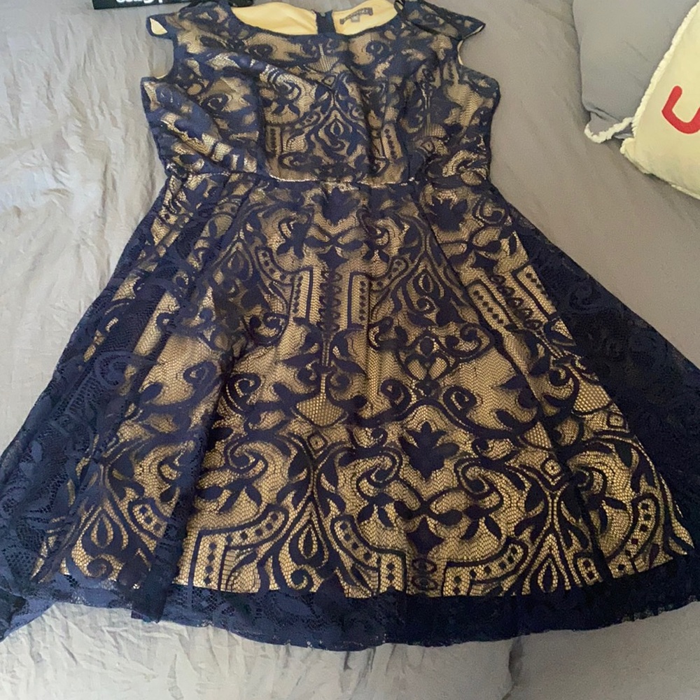 Navy blue and nude dress